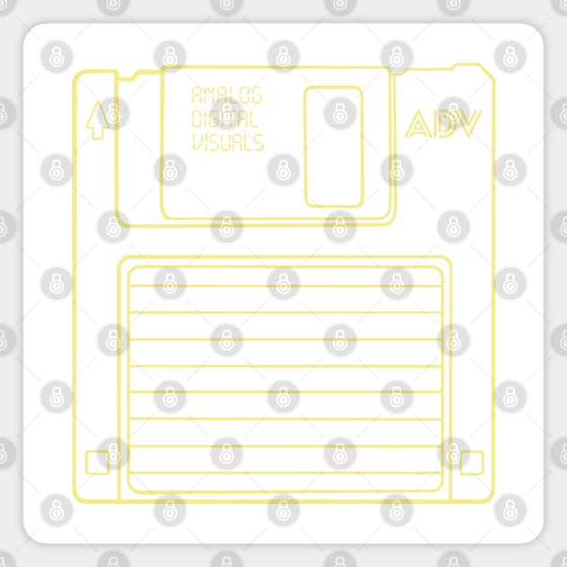 Floppy Disk (Flavescent Yellow Lines) Analog / Computer Magnet by Analog Digital Visuals